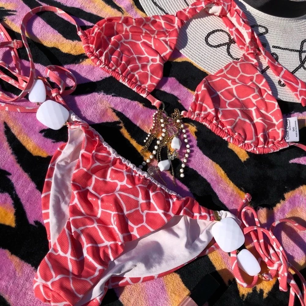 NWT beach bunny bikini Glitter in the Air or Giraffe, M set - Picture 2 of 16